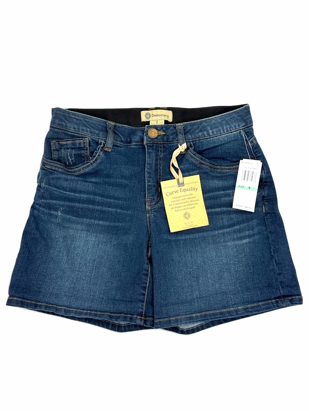 NWT Democracy "Ab"technology Denim Shorts Dark Wash Indigo Curve Equality Size 8